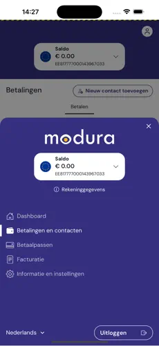 Modura's eigen betaal-app — scherm 2 van 4